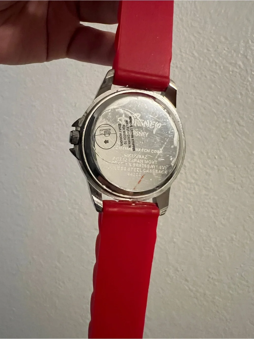 Disney Mickey Mouse Watch Red Silicone Flex Strap Labeled Time Teacher MK1239AZ